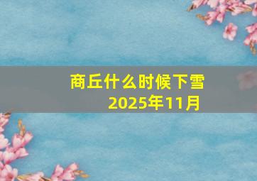 商丘什么时候下雪2025年11月