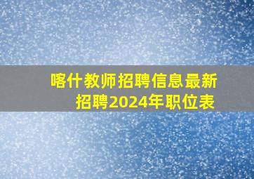 喀什教师招聘信息最新招聘2024年职位表