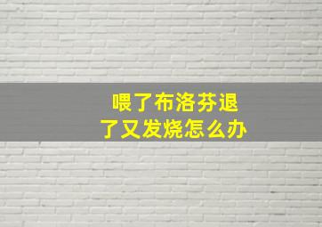 喂了布洛芬退了又发烧怎么办