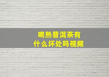 喝熟普洱茶有什么坏处吗视频