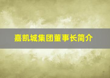 嘉凯城集团董事长简介