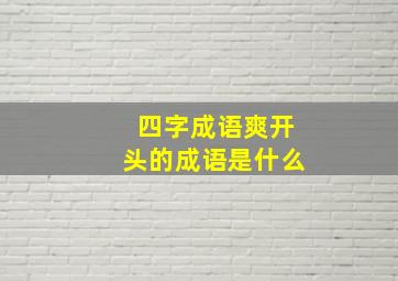 四字成语爽开头的成语是什么