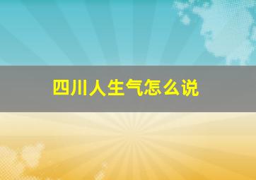 四川人生气怎么说