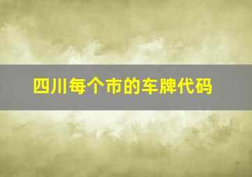 四川每个市的车牌代码