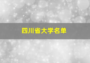 四川省大学名单