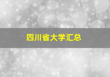 四川省大学汇总