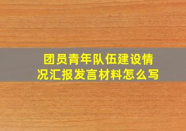 团员青年队伍建设情况汇报发言材料怎么写