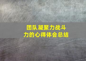 团队凝聚力战斗力的心得体会总结