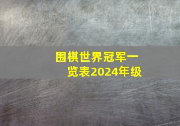 围棋世界冠军一览表2024年级