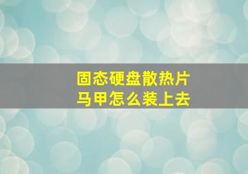 固态硬盘散热片马甲怎么装上去