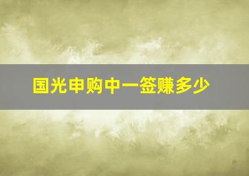 国光申购中一签赚多少