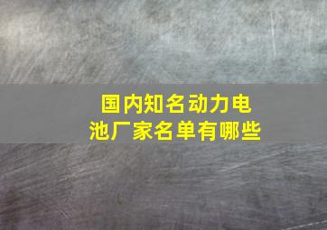 国内知名动力电池厂家名单有哪些