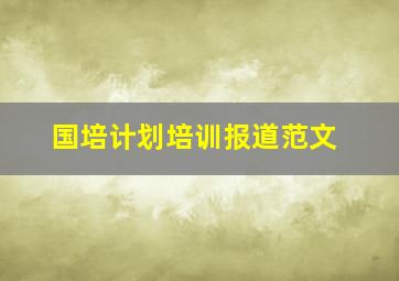 国培计划培训报道范文