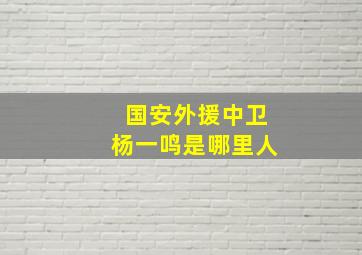 国安外援中卫杨一鸣是哪里人