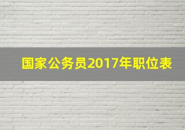 国家公务员2017年职位表