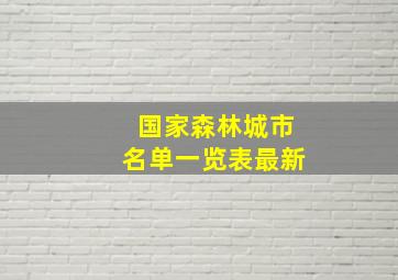 国家森林城市名单一览表最新