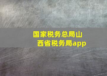 国家税务总局山西省税务局app