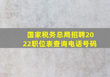 国家税务总局招聘2022职位表查询电话号码