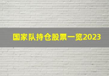 国家队持仓股票一览2023