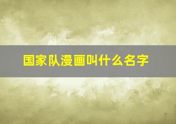 国家队漫画叫什么名字