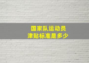 国家队运动员津贴标准是多少