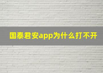 国泰君安app为什么打不开