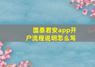 国泰君安app开户流程说明怎么写