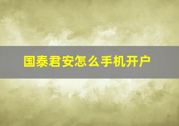 国泰君安怎么手机开户