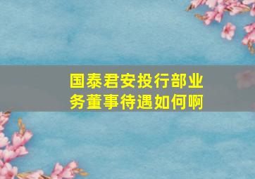 国泰君安投行部业务董事待遇如何啊