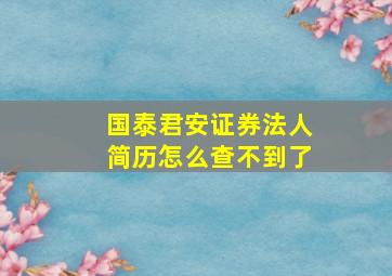 国泰君安证券法人简历怎么查不到了