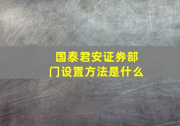 国泰君安证券部门设置方法是什么