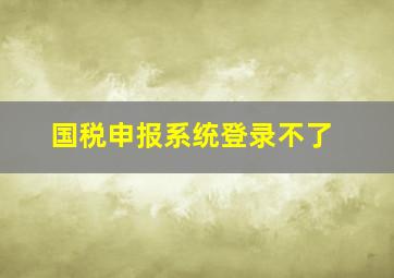 国税申报系统登录不了