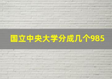 国立中央大学分成几个985