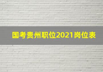 国考贵州职位2021岗位表