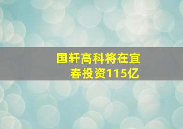 国轩高科将在宜春投资115亿