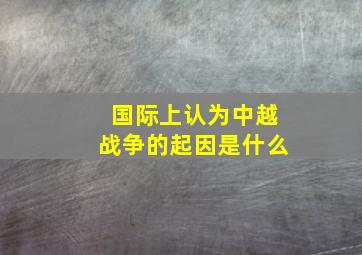 国际上认为中越战争的起因是什么