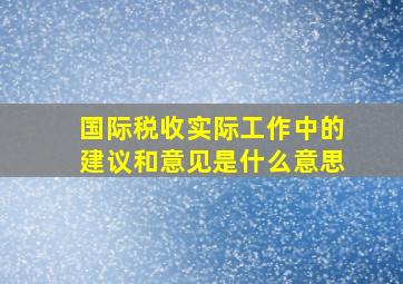 国际税收实际工作中的建议和意见是什么意思