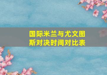 国际米兰与尤文图斯对决时间对比表