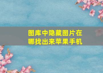 图库中隐藏图片在哪找出来苹果手机