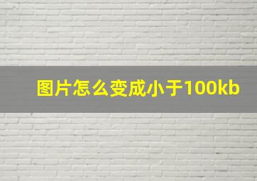 图片怎么变成小于100kb