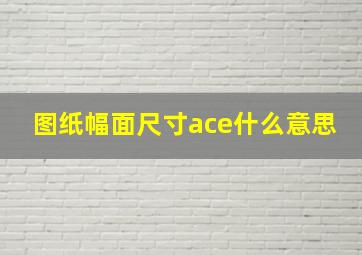 图纸幅面尺寸ace什么意思