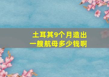 土耳其9个月造出一艘航母多少钱啊