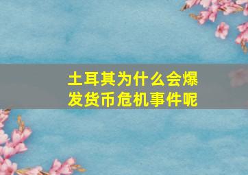 土耳其为什么会爆发货币危机事件呢