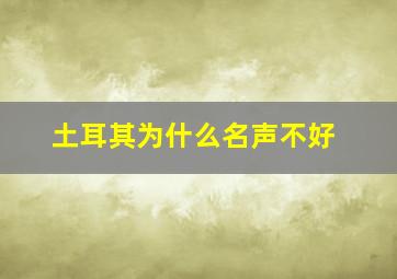 土耳其为什么名声不好