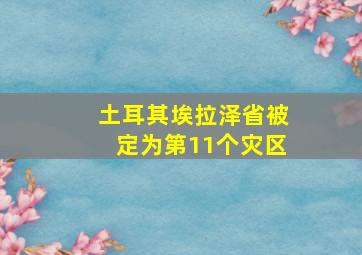 土耳其埃拉泽省被定为第11个灾区