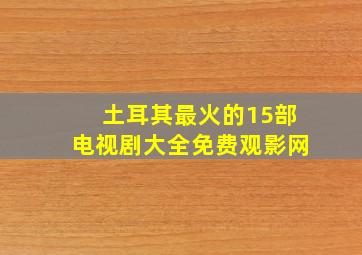 土耳其最火的15部电视剧大全免费观影网