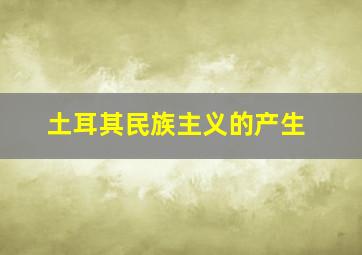 土耳其民族主义的产生