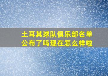 土耳其球队俱乐部名单公布了吗现在怎么样啦