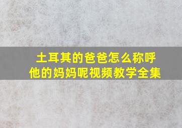 土耳其的爸爸怎么称呼他的妈妈呢视频教学全集