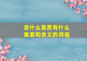 圣什么意思有什么寓意和含义的词语